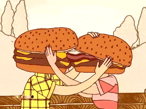 Feliz dia dos namorados - hamburguer se beijando