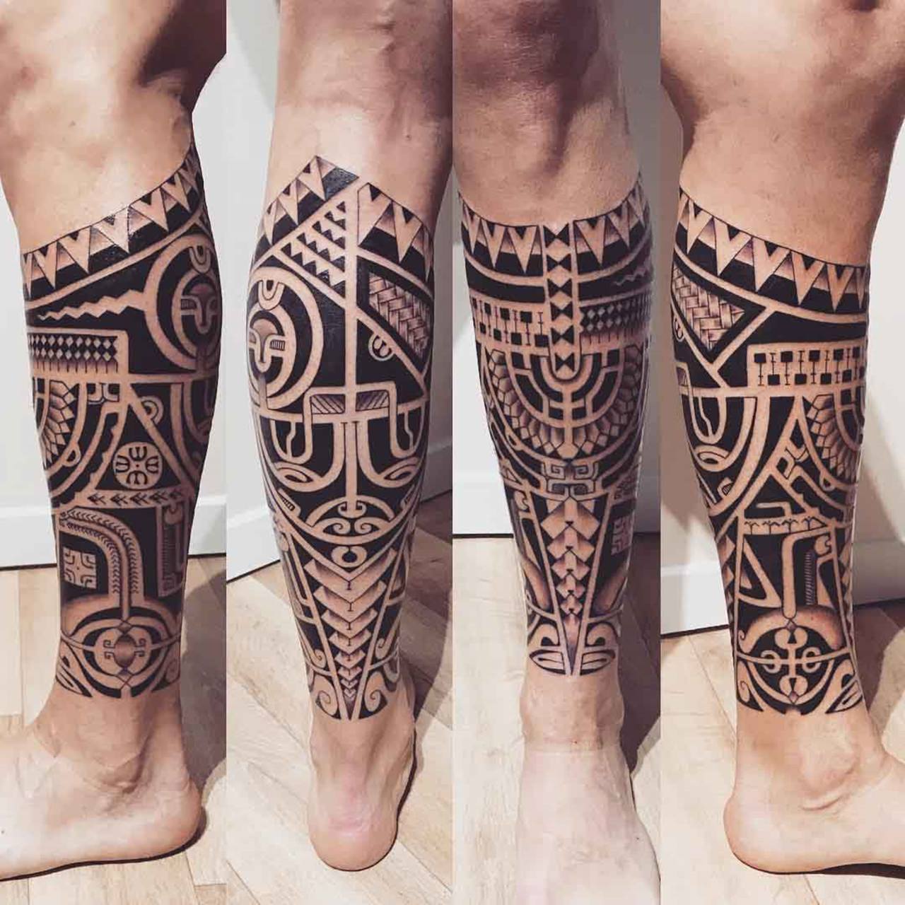 Tatuagem Maori feita na perna